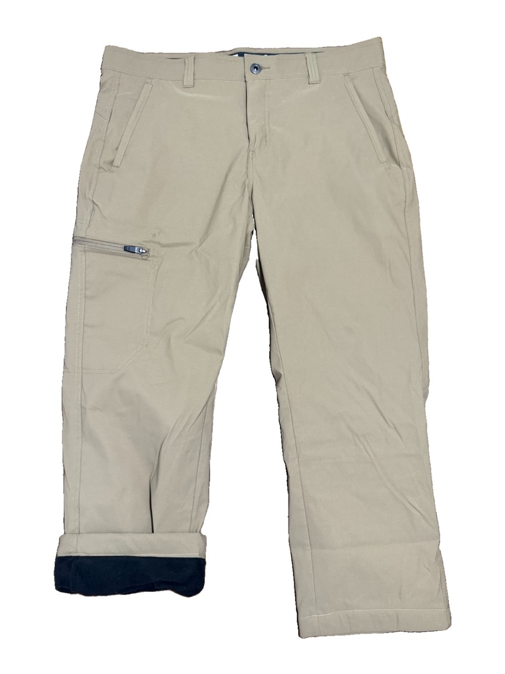 Eddie Bauer Mens Rainier Fleece Lined Tech Pant 34x32 Stretch Beige Outdoor